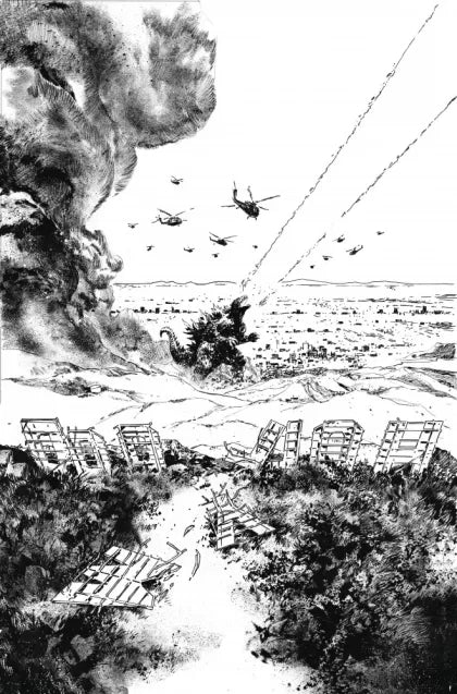 Godzilla Vs. America: Godzilla Vs. Los Angeles #1C - Gabriel Hardman Incentive B&W Variant (1:25)
